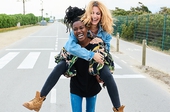 Friends Piggy Back