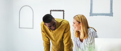 Two designers discussing a project