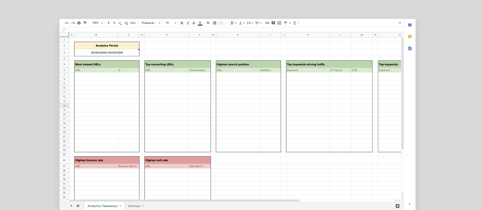 Club analytics spreadsheet example