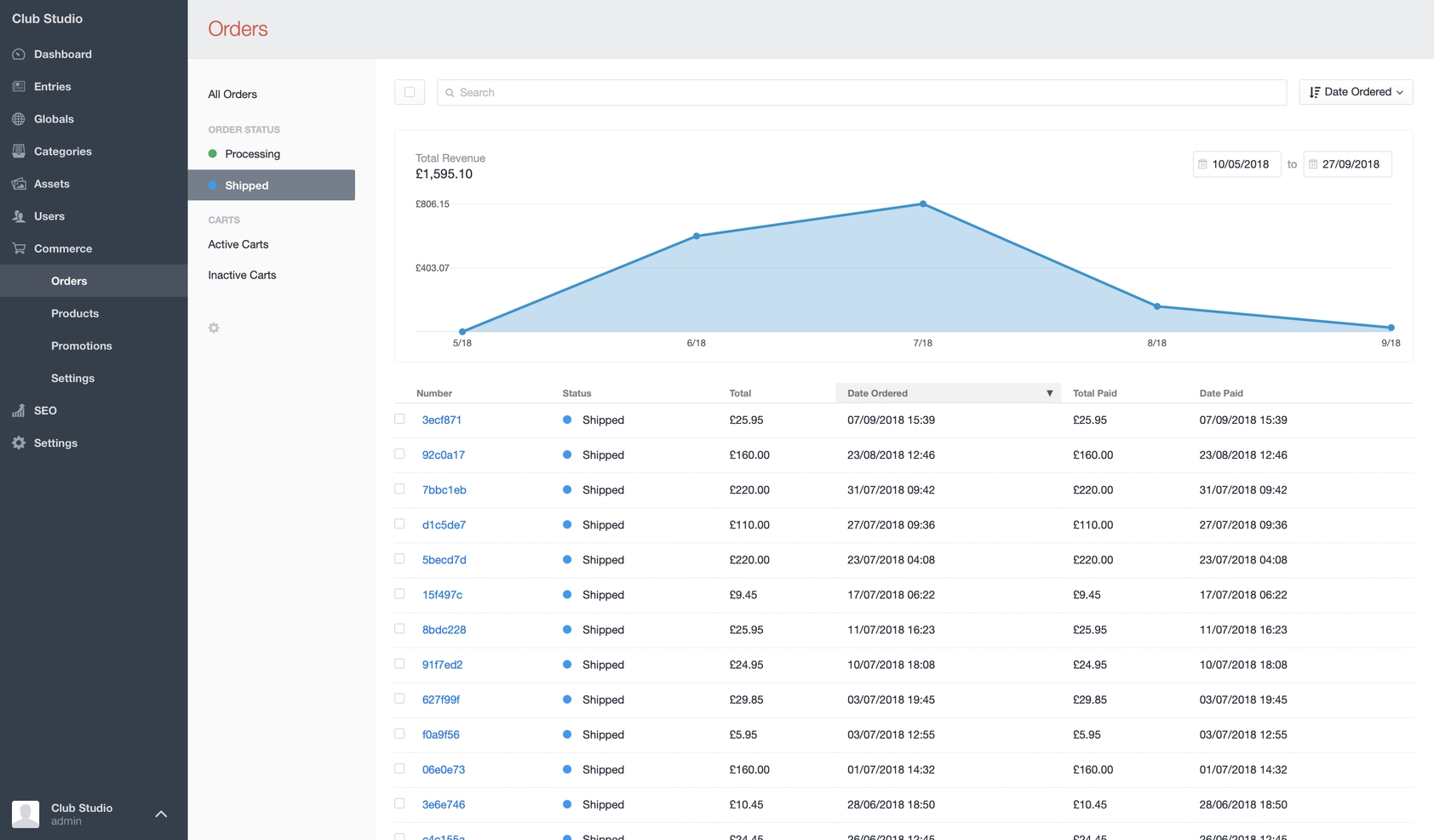 Club craftcommerce order page
